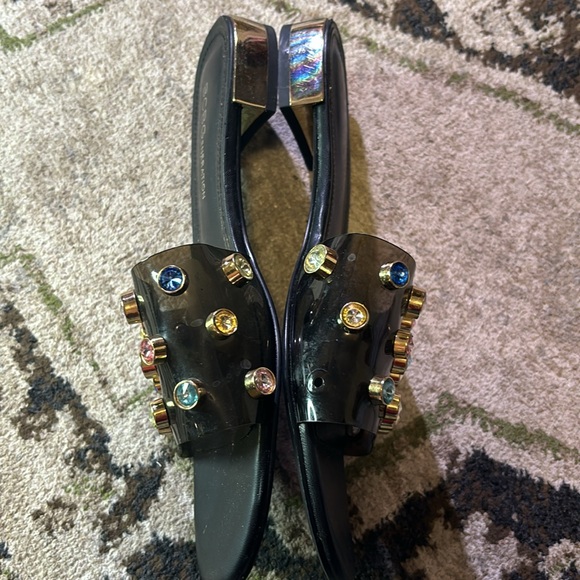 BCBGENERATION womens 7.5 black gemstone slides jelly sandals y2k girlie fun shoe - Picture 3 of 4